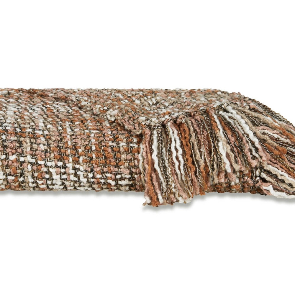 Urban Barn Betina woven throw blanket, caramel, pink hues
